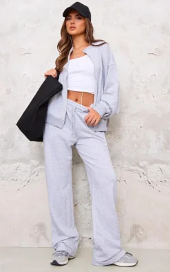 Hot PrettyLittleThing Straight Leg Sweatpants Grey Marl