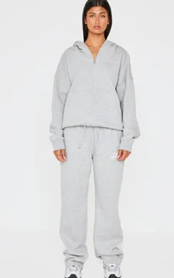 Clearance PrettyLittleThing Studio Archives Zip Up Hoodie Grey Marl
