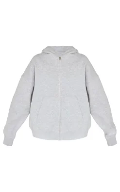 Clearance PrettyLittleThing Studio Archives Zip Up Hoodie Grey Marl