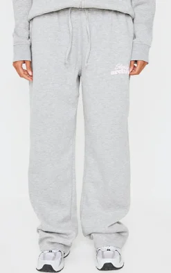 Clearance PrettyLittleThing Studio Archives Wide Leg Sweatpants Grey Marl