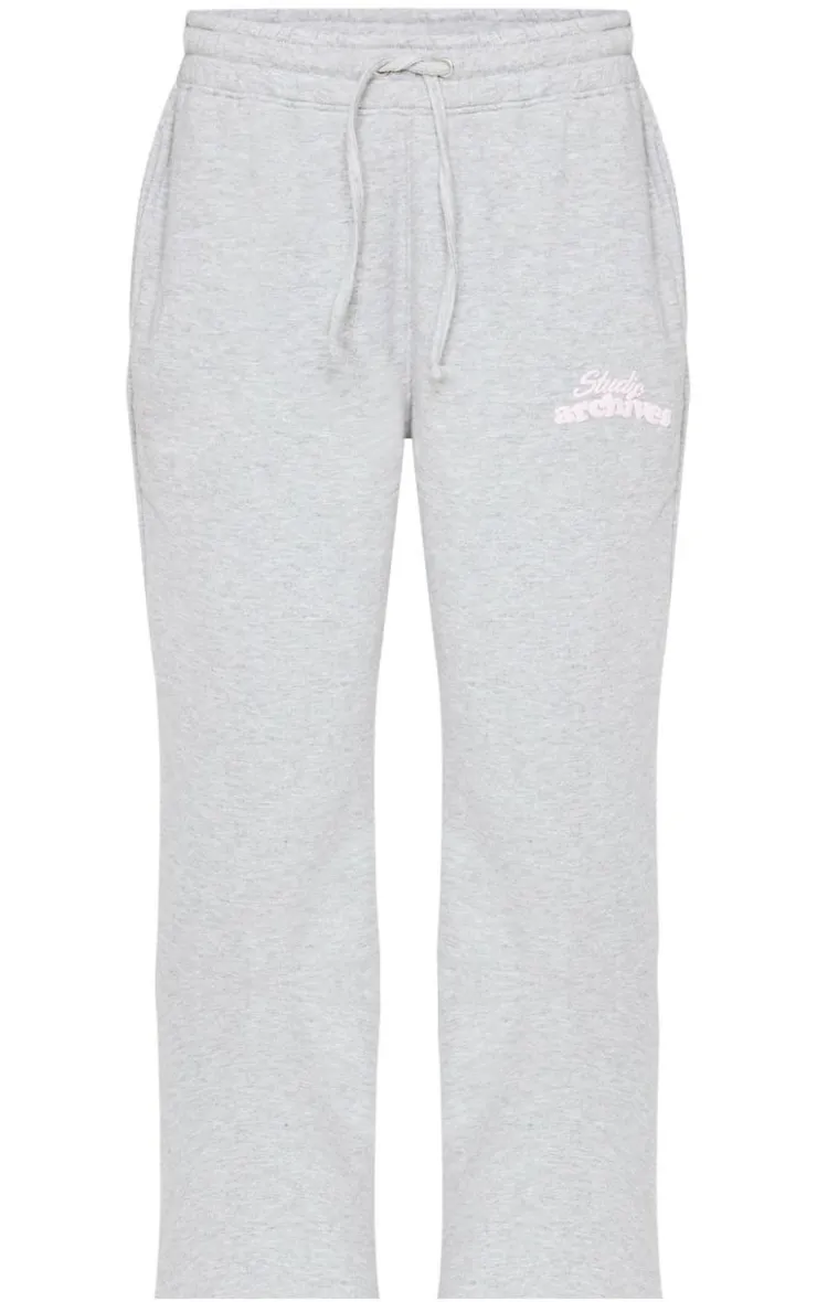 Clearance PrettyLittleThing Studio Archives Wide Leg Sweatpants Grey Marl
