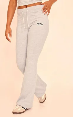 Best PrettyLittleThing Studio Badge Detail Drawstring Flared Pants Grey Marl