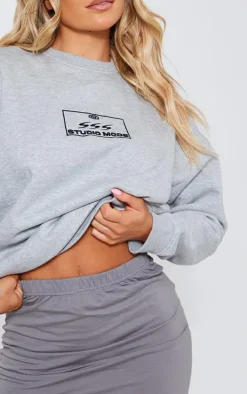 Grey Marl Studio Mode Embroidered Sweatshirt