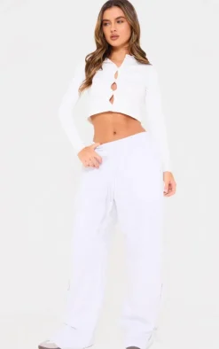 Grey Marl Tie Side Detail Wide Leg Sweatpants