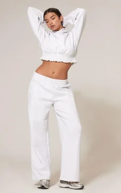 Clearance PrettyLittleThing Waistband Wide Leg Sweatpants Grey Marl