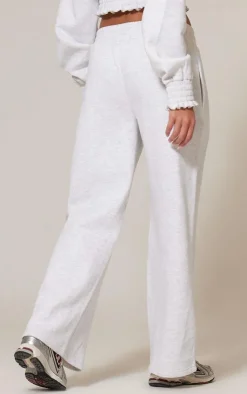 Clearance PrettyLittleThing Waistband Wide Leg Sweatpants Grey Marl