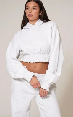 Clearance PrettyLittleThing Waistband Wide Leg Sweatpants Grey Marl