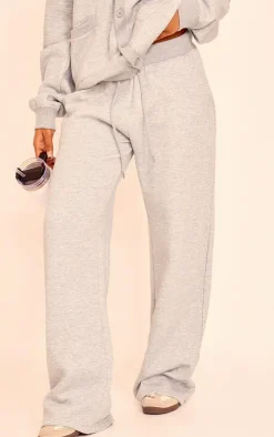 Online PrettyLittleThing Wide Leg Drawstring Sweatpants Grey Marl