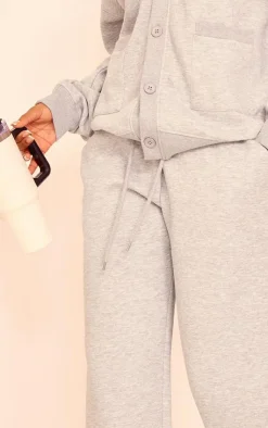 Online PrettyLittleThing Wide Leg Drawstring Sweatpants Grey Marl