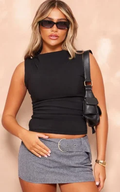 Grey Marl Woven Belted Micro Skort