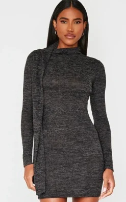 Wrap Neck Detail Bodycon Dress-PrettyLittleThing New