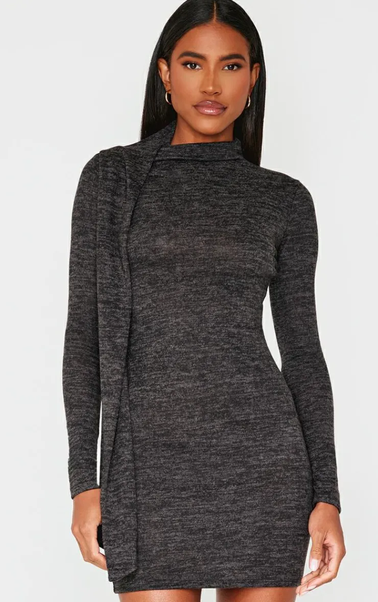 Wrap Neck Detail Bodycon Dress-PrettyLittleThing New