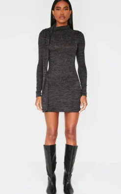 Wrap Neck Detail Bodycon Dress-PrettyLittleThing New
