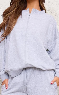 Sale PrettyLittleThing Zip Up Sweatshirt Grey Marl