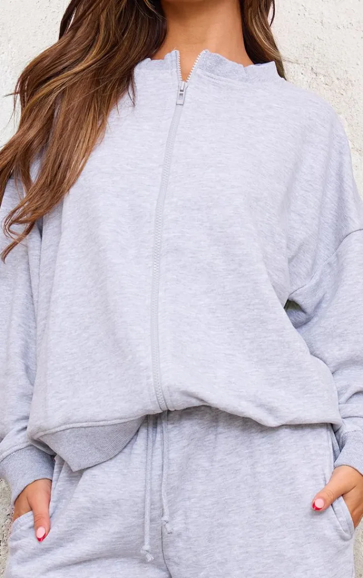 Sale PrettyLittleThing Zip Up Sweatshirt Grey Marl
