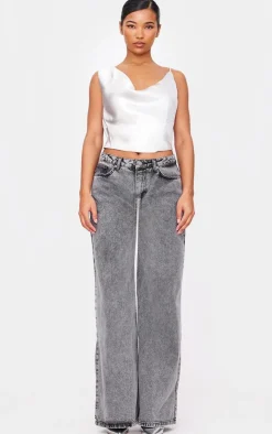 PrettyLittleThing Sleeveless Tops*Metallic Satin Cowl Long Top