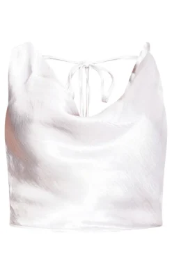 PrettyLittleThing Sleeveless Tops*Metallic Satin Cowl Long Top