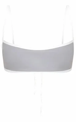 Grey Micro Bandeau Contrast Bikini Top
