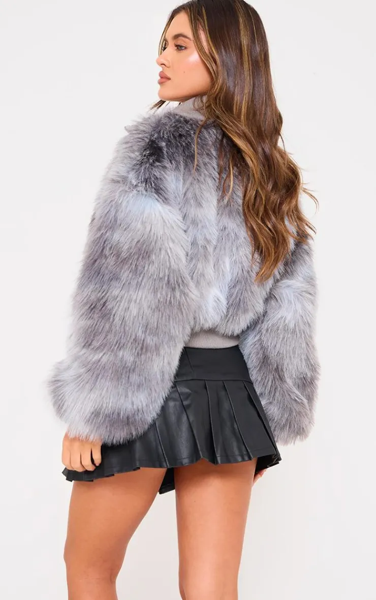 PrettyLittleThing Faux Fur Coats*Ombre Shaggy Faux Fur Zip Up Jacket