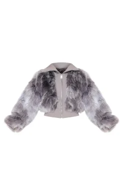 PrettyLittleThing Faux Fur Coats*Ombre Shaggy Faux Fur Zip Up Jacket