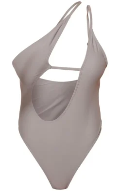 Grey One Shoulder Cut Out Swimsuit