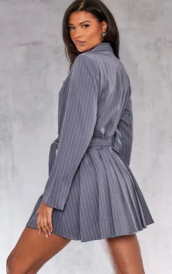 Pinstripe Belted Blazer Dress-PrettyLittleThing Best