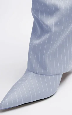 PrettyLittleThing Knee High Boots*Pinstripe Point Toe Fold Over Knee High Stiletto Heeled Boots