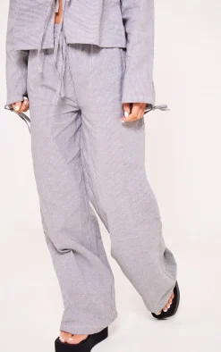 Hot PrettyLittleThing Pinstripe Wide Leg Pants Grey