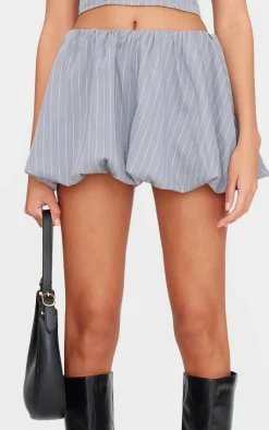 Sale PrettyLittleThing Pinstripe Woven Tailored Puff Ball Skirt Grey