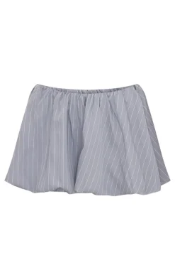 Sale PrettyLittleThing Pinstripe Woven Tailored Puff Ball Skirt Grey