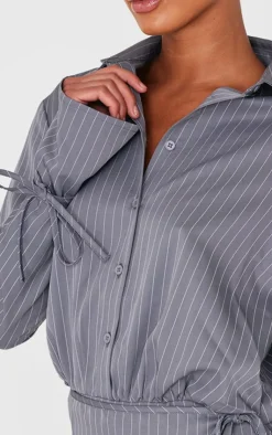 Pinstripe Wrap Shift Dress-PrettyLittleThing Best