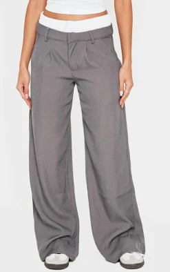 PrettyLittleThing Christmas Shop*Premium Woven Double Waistband Tailored Pants