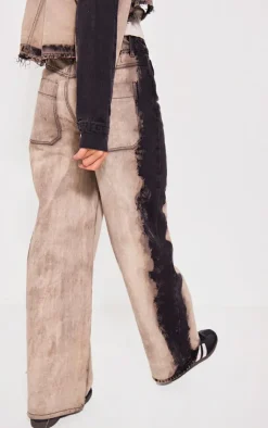 Best PrettyLittleThing Raw Hem Bleach Wash Wide Leg Denim Jeans Grey