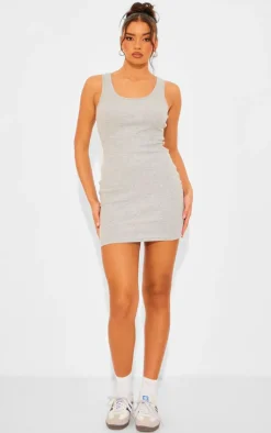 Rib Scoop Neck Strappy Bodycon Dress-PrettyLittleThing Clearance