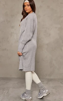 PrettyLittleThing Cardigans*Ribbed Knitted Midi Cardigan