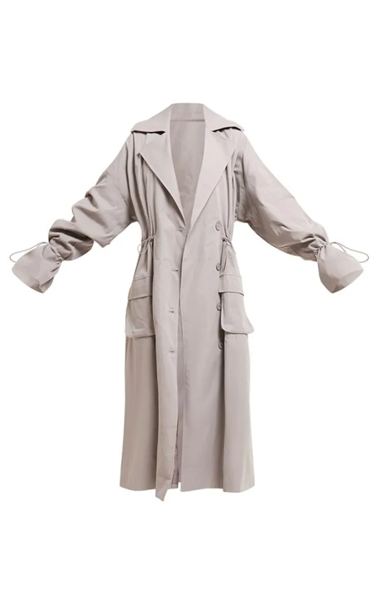 PrettyLittleThing Trench Coats*Ruched Toggle Detail Trench Coat