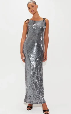 Sequin Super Low Maxi Dress-PrettyLittleThing Sale