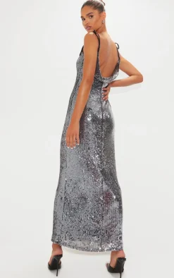 Sequin Super Low Maxi Dress-PrettyLittleThing Sale