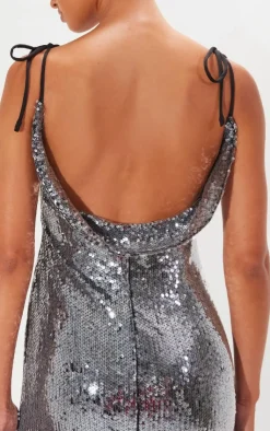 Sequin Super Low Maxi Dress-PrettyLittleThing Sale