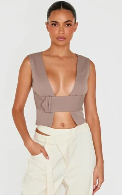 Strap Detail Plunge Vest-PrettyLittleThing New