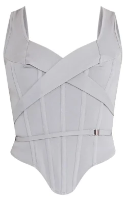 PrettyLittleThing Corsets*Stretch Woven Boned Cross Detail Corset