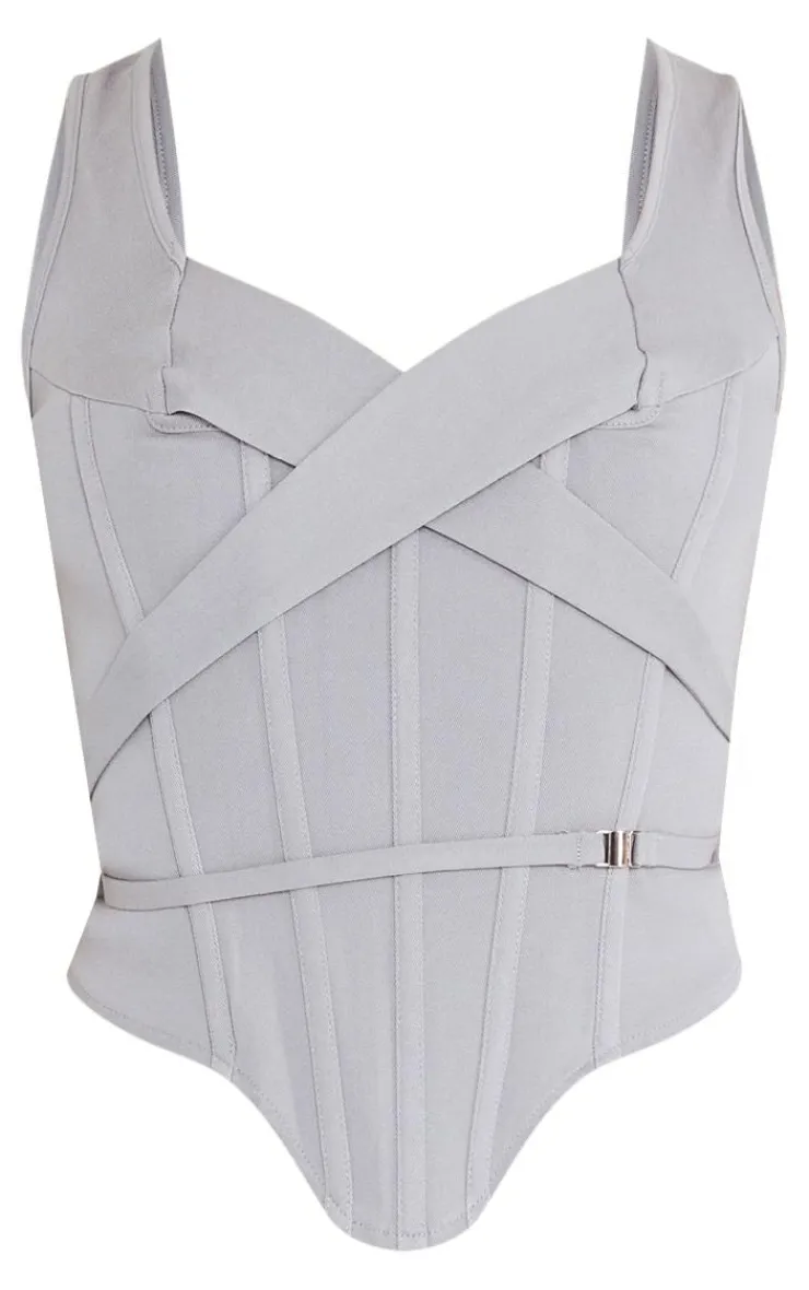 PrettyLittleThing Corsets*Stretch Woven Boned Cross Detail Corset