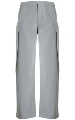 Grey Tailored Boxer Detail Straight Leg Pants