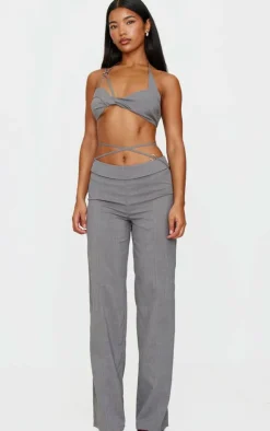 PrettyLittleThing Tailored Seam Detail Pants Grey