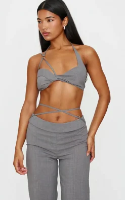 PrettyLittleThing Tailored Seam Detail Pants Grey