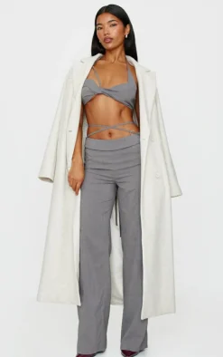 Sale PrettyLittleThing Tailored Twist Bust Detail Bralet Grey