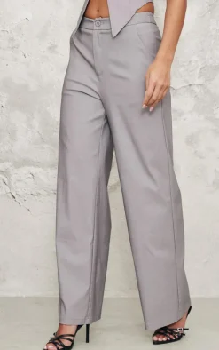 New PrettyLittleThing Tailored Wide Leg Pants Grey