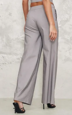 New PrettyLittleThing Tailored Wide Leg Pants Grey