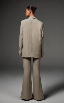 Sale PrettyLittleThing Tailored Woven Pinstripe Oversized Blazer Grey
