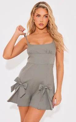 Tailored Woven Pleated Bow Shift Dress-PrettyLittleThing Sale